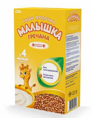 Купить Каша быстрого приготовления "Малышка" молочная, гречневая 0,250 гр в Украине: цена, инструкция, применение, отзывы