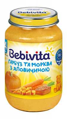 Купить Пюре тыква и морковь с говядиной Bebivita (Бебивита) 190гр с 4 мес в Украине: цена, инструкция, применение, отзывы